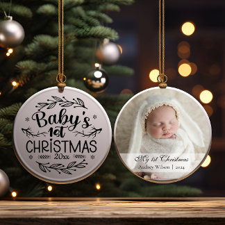 Das erste Weihnachtsgeschenk des Kindes mit Bild Keramik Ornament
