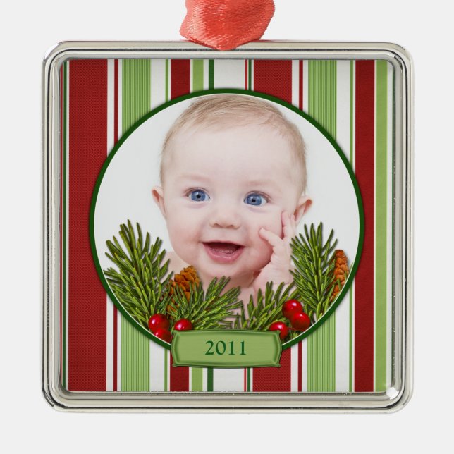 Das erste Weihnachtsgeschmuck des Babys - Square S Ornament Aus Metall (Vorne)