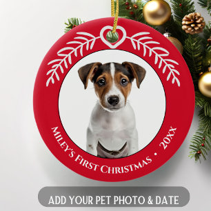 Das erste Weihnachtsherz des Hauses und die Blätte Keramik Ornament