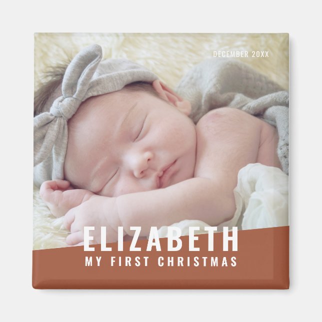 Das erste Weihnachtsjahr des Babys mit maßgeschnei Magnet (Vorne)