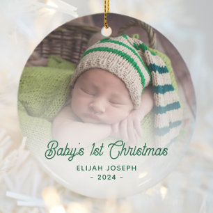 Das erste Weihnachtskript des Babys, Greeen Retro Keramik Ornament