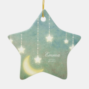 Das erste Weihnachtsmond-Sternenbild des Babys Keramik Ornament