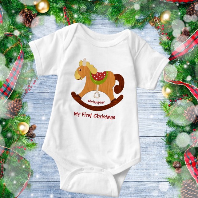 Das erste Weihnachtsrockpferd des Babys Baby Strampler (Von Creator hochgeladen)