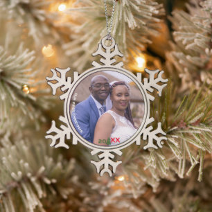 "Das erste Weihnachtsschneeflocken Zwieback Foto O Schneeflocken Zinn-Ornament