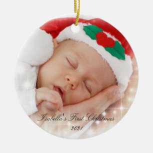 Das erste zweiseitige Foto des Babys Keramik Ornament