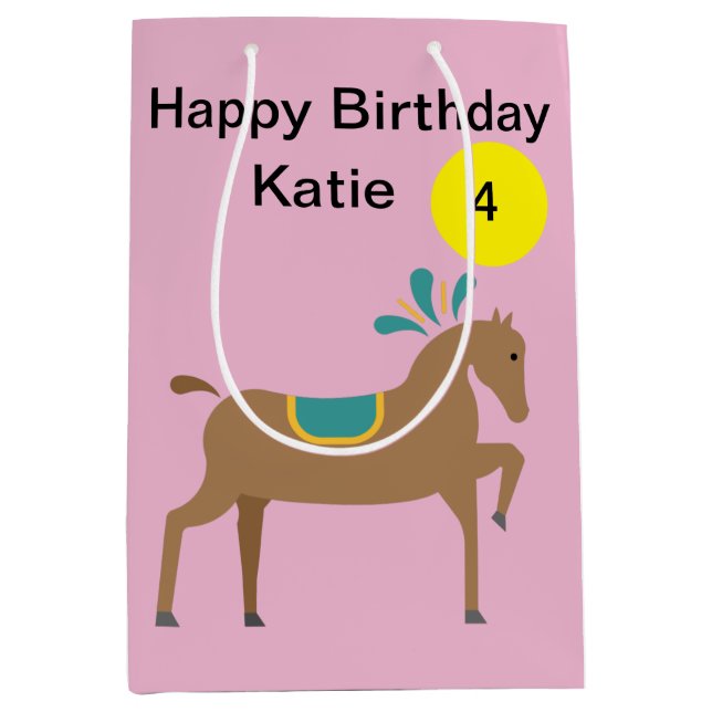 Das essbare Pferdealter des niedlichen Cartoon Mittlere Geschenktüte (Vorderseite)