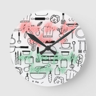 "Das Essen vor uns segne" Runde Wanduhr