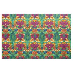 Das Eulen-Retro-Art-Nouveau-Muster von Voysey Stoff
