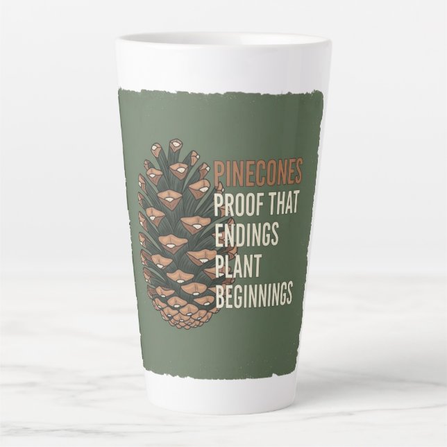 Das Evergreen-Versprechen - Kiefernkegel-Design Milchtasse (Vorderseite)