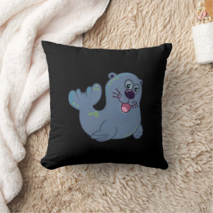 Das Fabric Seal bei Zazzle Maskottchen Logo Charak Kissen
