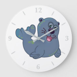 Das Fabric-Siegel im Zazzle Mascot Logo Große Wanduhr
