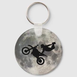 Das Fahrrad sprang über den Mond Schlüsselanhänger
