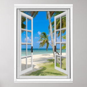 Das Fake "Tropical Palm Trees Beach Ocean View" Poster