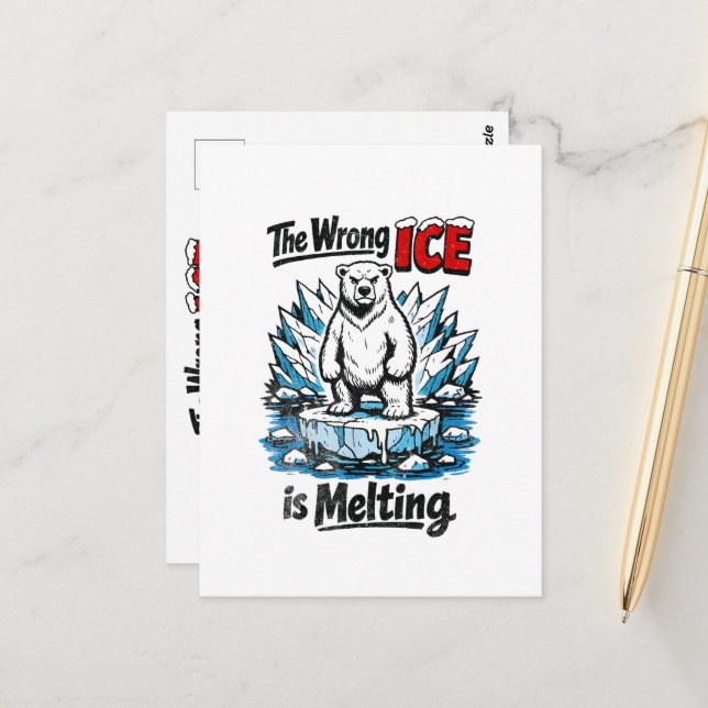 Das falsche Eis schmilzt Postkarte (Vorderseite/Rückseite Beispiel)