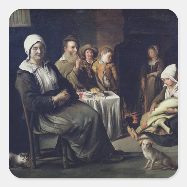 Das Familienessen Quadratischer Aufkleber (Vorderseite)