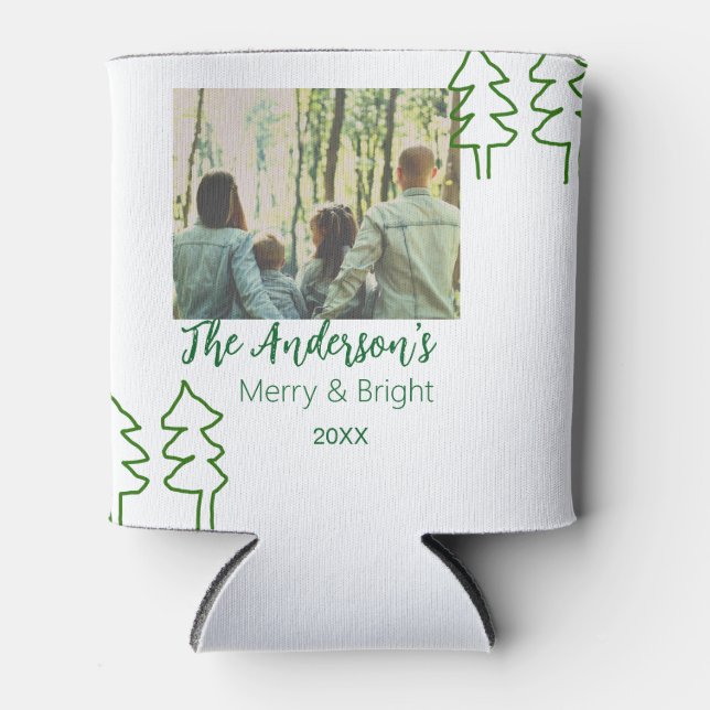 Das familiengrüne Weihnachtsbaum Foto modern Dosenkühler (Vorderseite)