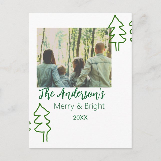 Das familiengrüne Weihnachtsbaum Foto modern Postkarte (Vorderseite)