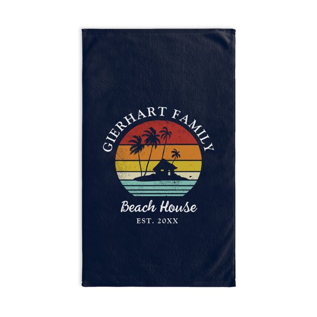 Das Family Beach House ist eine Matching-Dekoratio Handtuch (Family Nautical Palm Trees Retro Beach House Hand Towel)