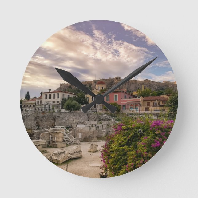 Das farbenfrohe Athen Runde Wanduhr (Vorderseite)