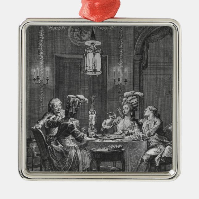 Das feinschmeckerische Abendessen Silbernes Ornament (Vorne)