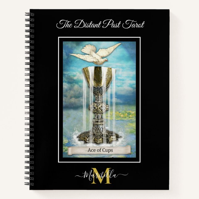 Das ferne Tarot-Deck-As des Cups-Monogramms Notizbuch (Vorderseite)