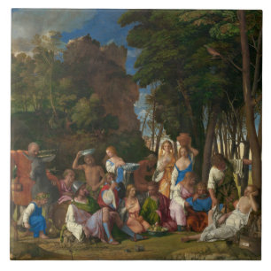 Das Fest der Götter (von Giovanni Bellini) Fliese