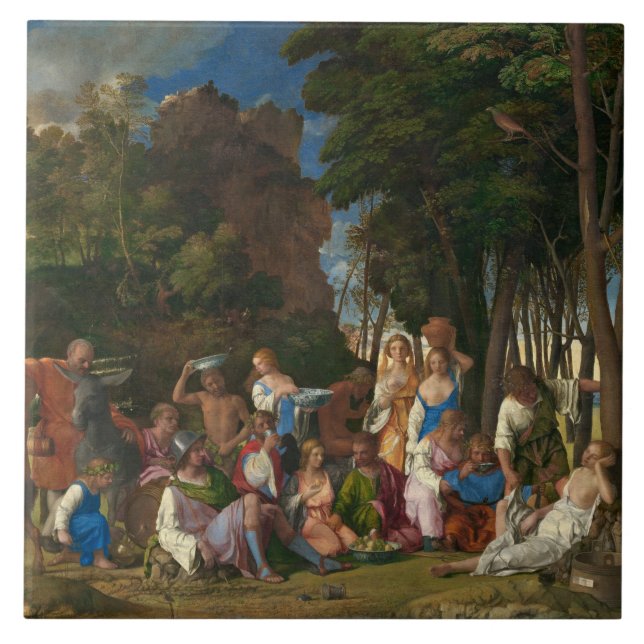 Das Fest der Götter (von Giovanni Bellini) Fliese (Vorderseite)