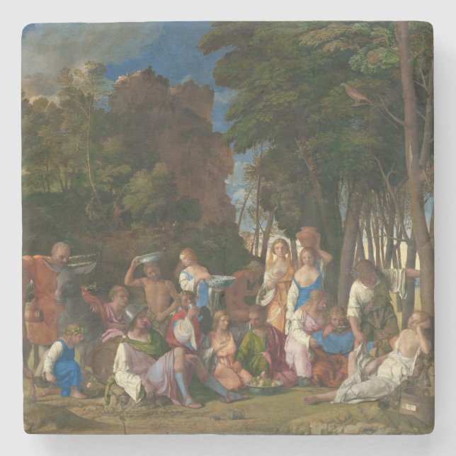 Das Fest der Götter (von Giovanni Bellini) Steinuntersetzer (Vorderseite)