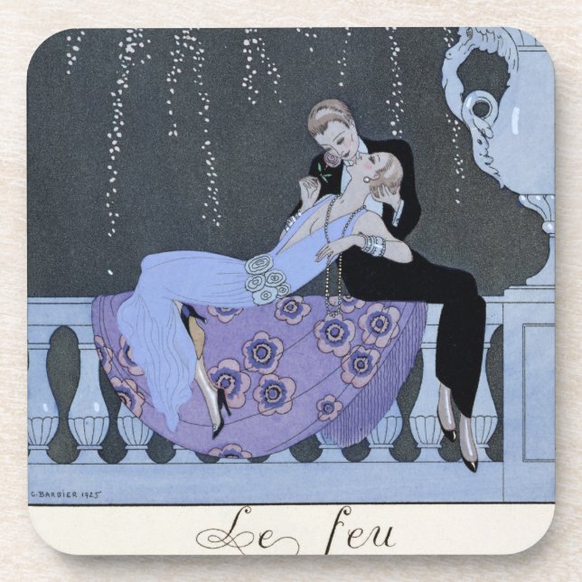 Das Feuer, Illustration für "Partys Galantes" Getränkeuntersetzer (Vorderseite)