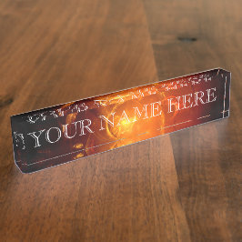 Das Feuer in Ihrem Augen-Fraktal-Namensschild Namensplakette