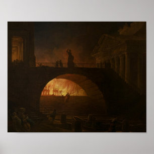 Das Feuer in Rom - Hubert Robert Poster