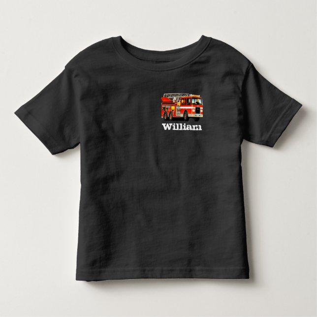 Das Feuer-LKW des Name-Kindes Kleinkind T-shirt (Vorderseite)