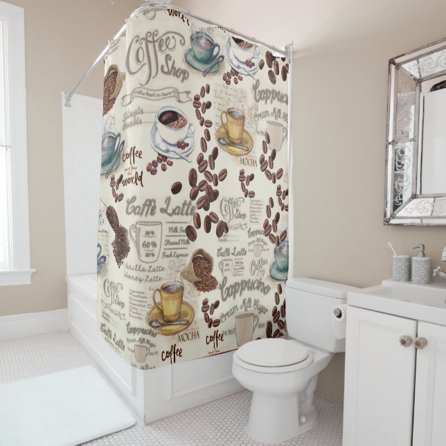 Das Fika Swedish Coffee Shop Duschvorhang (Beispiel)