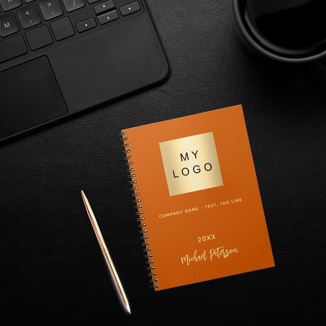 Das Firmenlogo verbrannt orange-elegante Monogramm Notizblock (Von Creator hochgeladen)