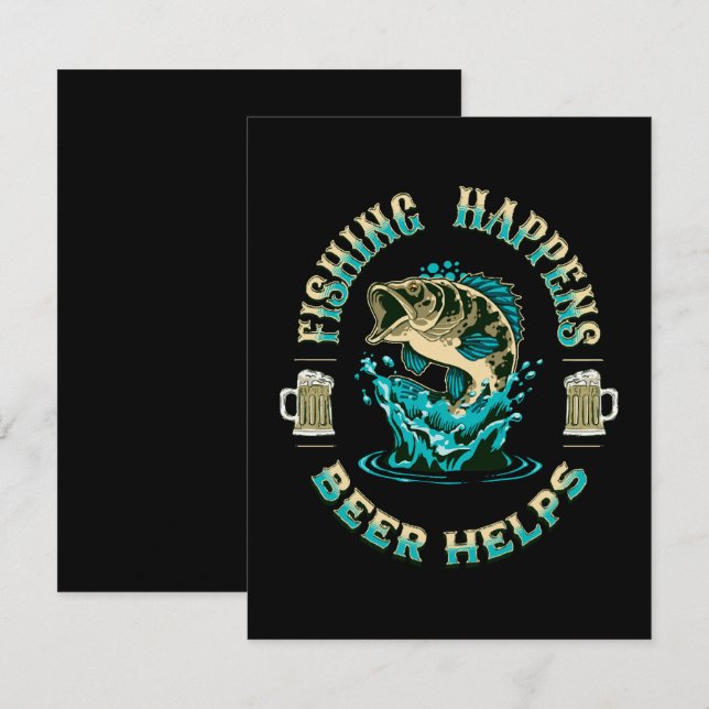 Das Fischen geschieht. Bier hilft! Begleitkarte (Vorne/Hinten)