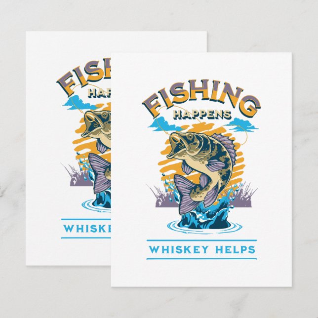 Das Fischen geschieht. Whiskey hilft! RSVP Karte (Vorne/Hinten)