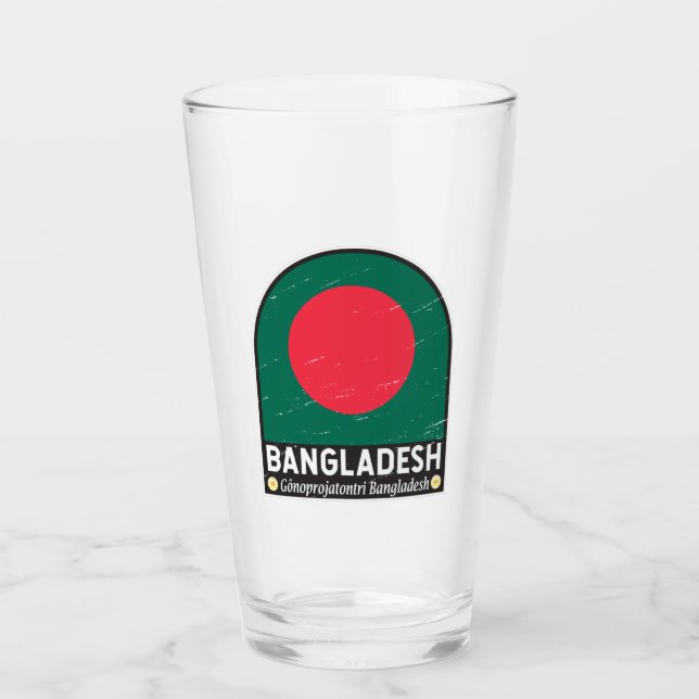 Das FlaggenEmblem von Bangladesch erschüttert Vint Glas (Vorderseite)