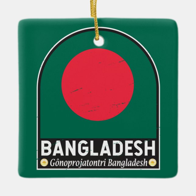 Das FlaggenEmblem von Bangladesch erschüttert Vint Keramikornament (Vorderseite)