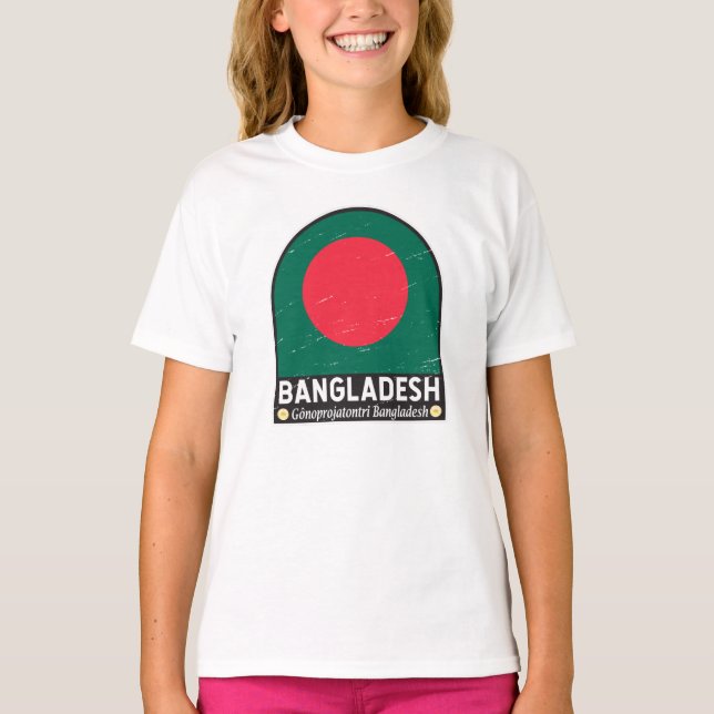 Das FlaggenEmblem von Bangladesch erschüttert Vint T-Shirt (Vorderseite)