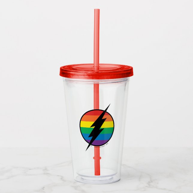 Das Flash Rainbow-Logo Acryltrinkbecher (Vorderseite)