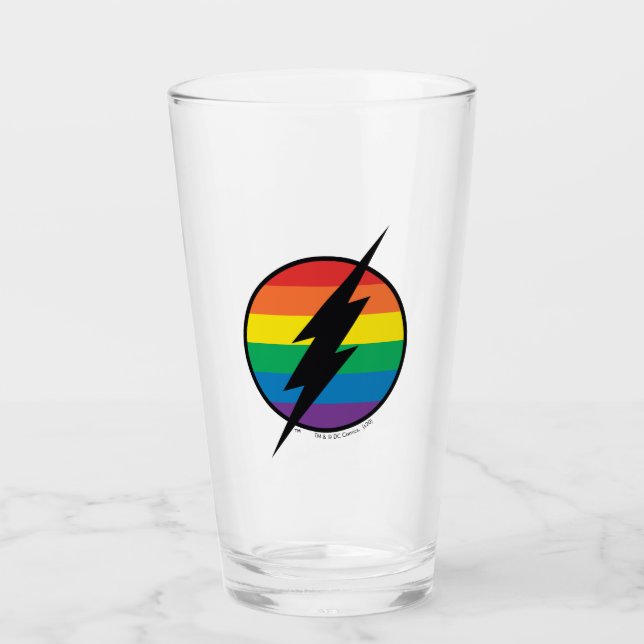 Das Flash Rainbow-Logo Glas (Vorderseite)