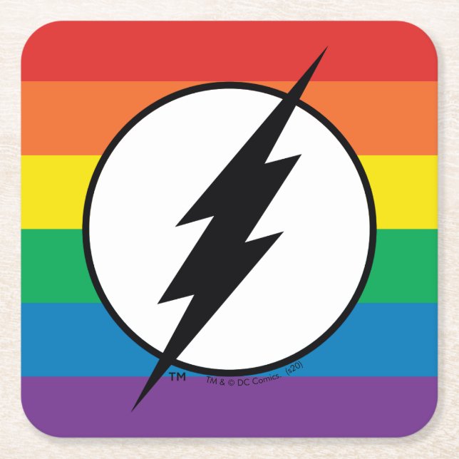 Das Flash-Rainbow-Logo Rechteckiger Pappuntersetzer (Vorderseite)