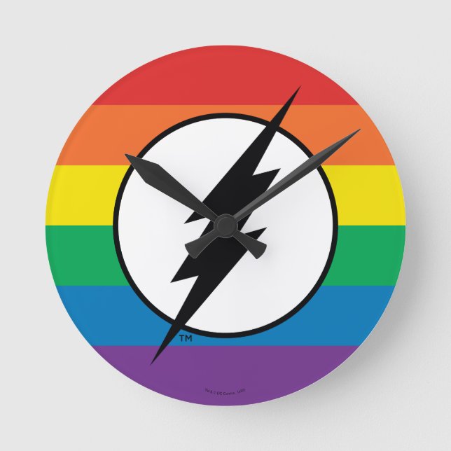 Das Flash-Rainbow-Logo Runde Wanduhr (Vorderseite)