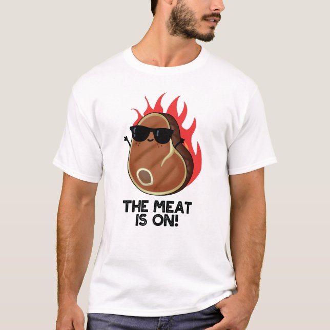 Das Fleisch steht auf einem sonnigen Steak Pub T-Shirt (Vorderseite)
