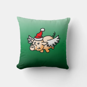 Das fliegende Weihnachtsschwein Kissen