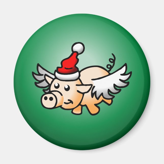 Das fliegende Weihnachtsschwein Magnet (Vorne)