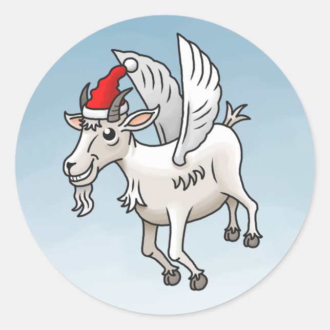 Das fliegende Weihnachtsziege Runder Aufkleber (Vorderseite)