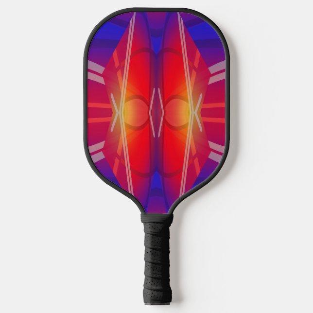 Das Flügeln von Neon Layered Abstract Design Pickleball Schläger (Vorderseite)