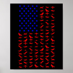 Das Flugzeug der USA flag den 4. Tag der Unabhängi Poster