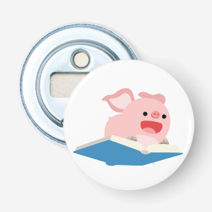 Das Flying Book: Cartoon Pig Button Bottle Opener Flaschenöffner